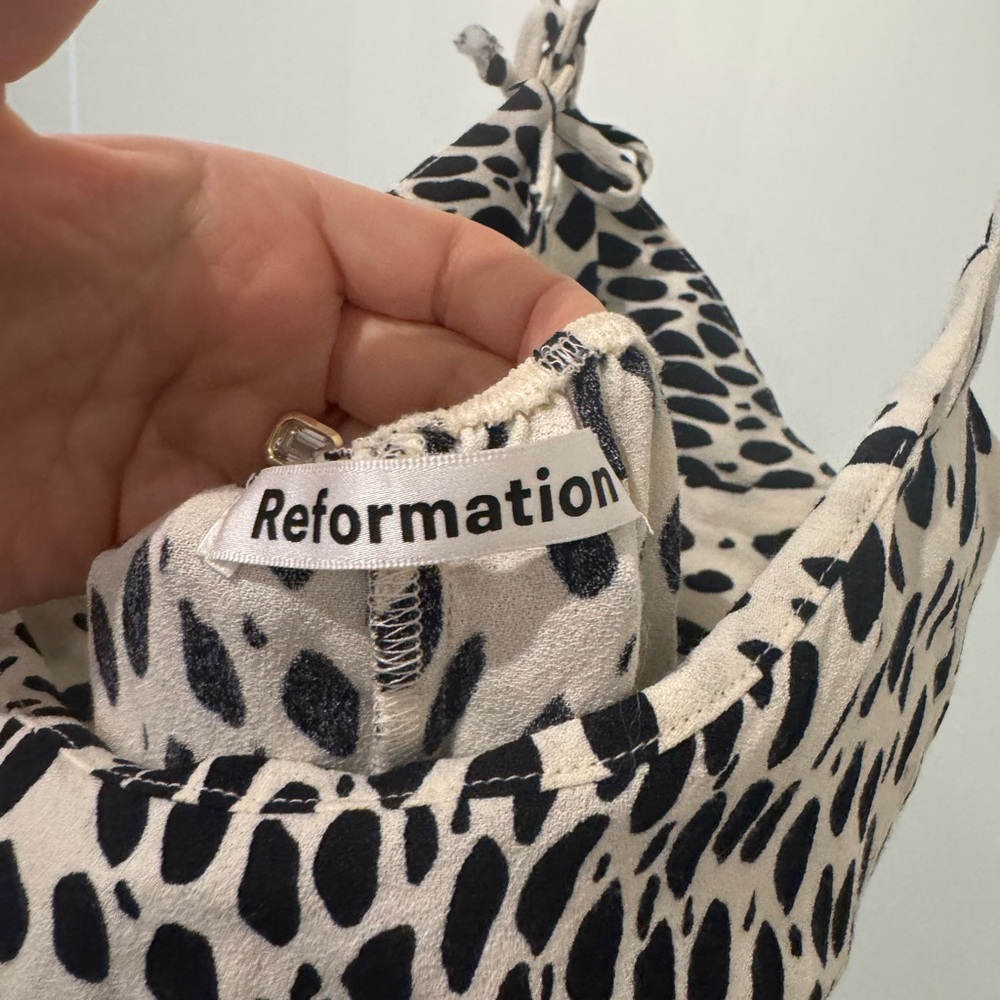 Reformation Elegant Black and White Spotted Dress with low back - Picture 5 of 8